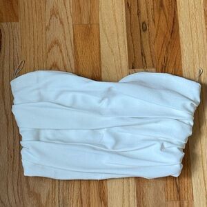 Elegant White Strapless Draped Top